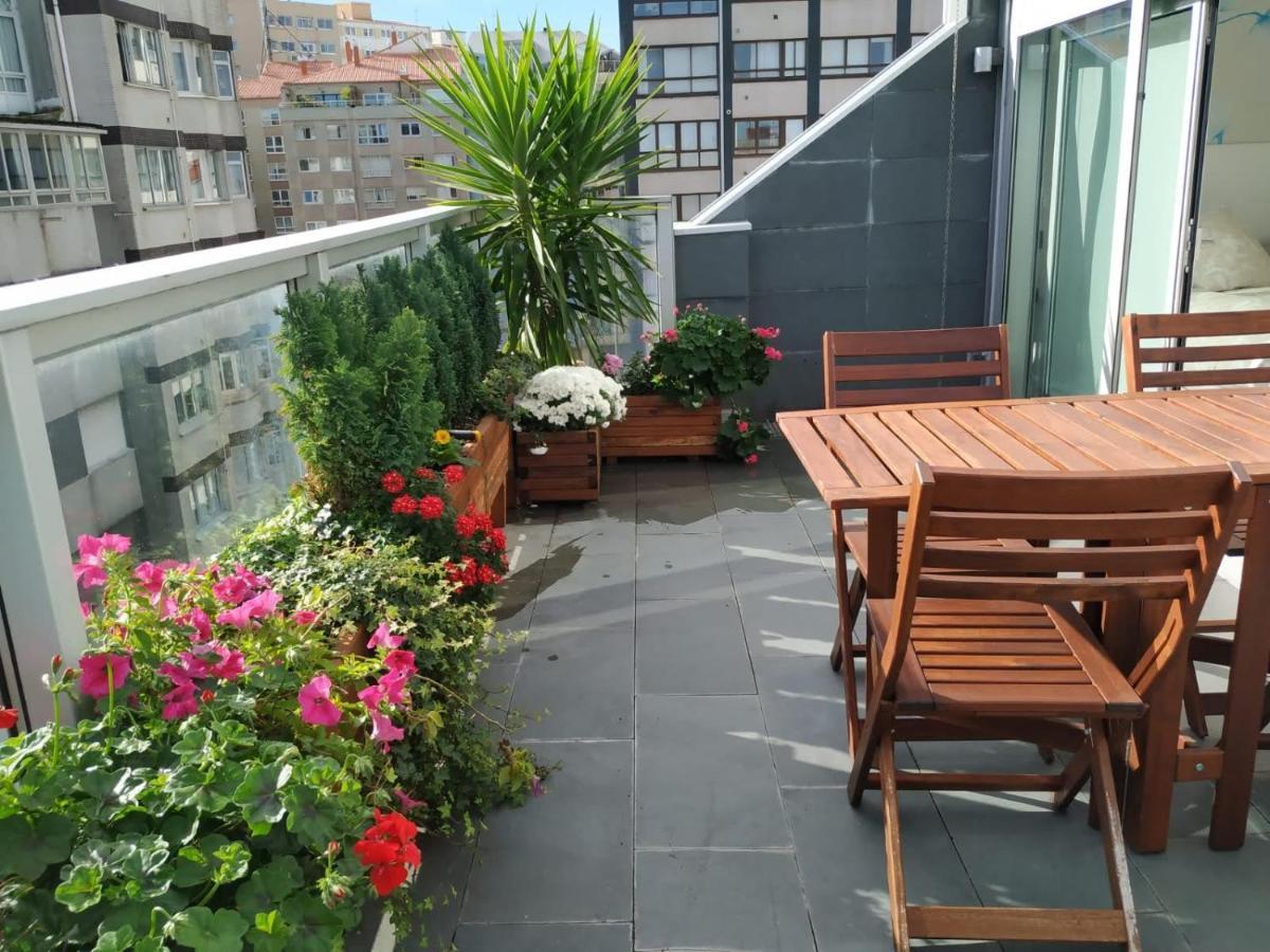 Penthouse With Terrace And Views Near Oza'S Beach Apartment A Coruna Bagian luar foto