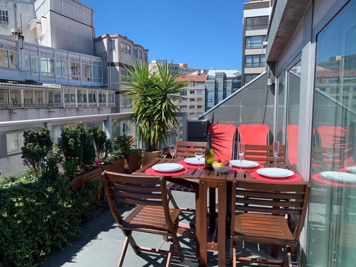 Penthouse With Terrace And Views Near Oza'S Beach Apartment A Coruna Bagian luar foto