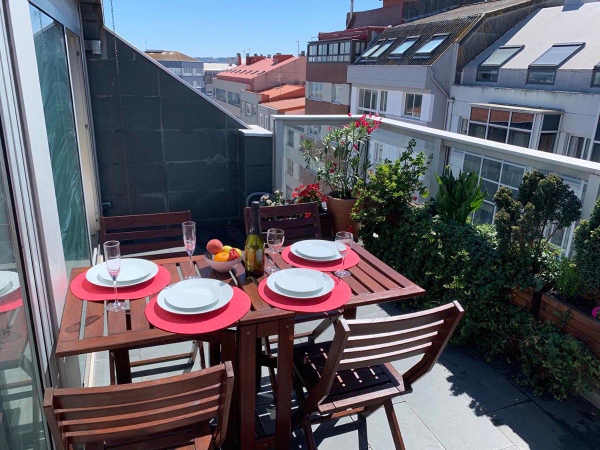 Penthouse With Terrace And Views Near Oza'S Beach Apartment A Coruna Bagian luar foto